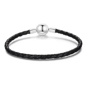 (zdjęcie do) Pandora Style Okrągła Zapięcie Bransoletka Skórzana 925 Srebro Utleniane - SCB299