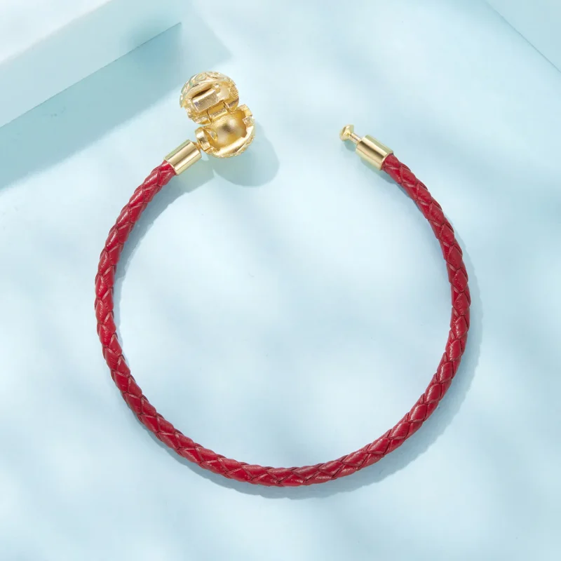 (zdjęcie do) Pandora Style 925 srebro pozłacane zapięcie w wzór kręconej trawy czerwony brans - Wyświetl 4