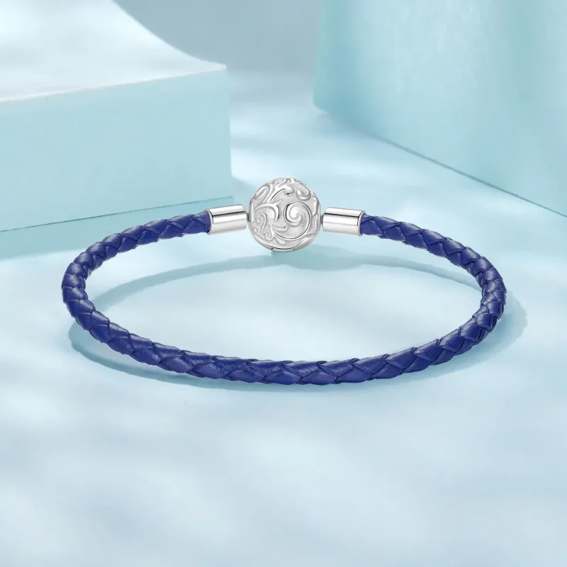 (zdjęcie do) Pandora Style 925 Srebro Utlenione Wzór Winorośli Granatowa Skórzana Bransoletka - Wyświetl 3