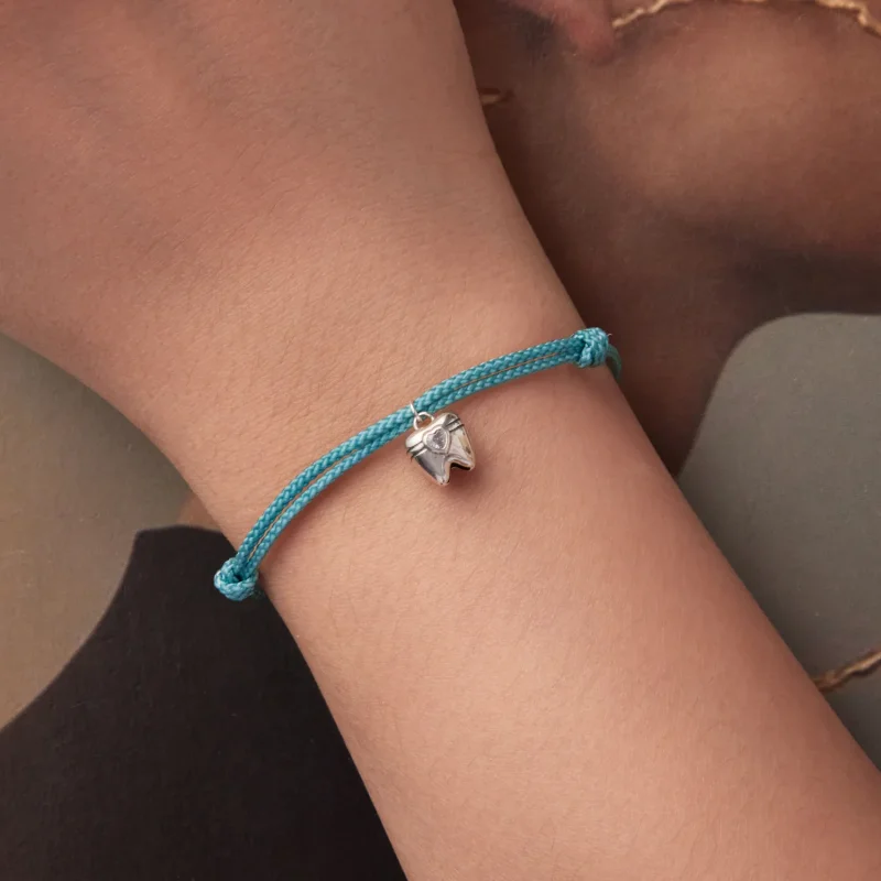 (zdjęcie do) Pandora Style 925 Srebro Cyrkonii Charm Zęba Niebieska Bawełniana Bransoletka - - Wyświetl 4