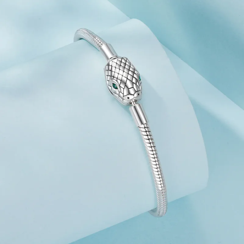 (zdjęcie do) Pandora Style-Inspired Bransoletka z kości węża ze srebra sterling z cyrkoniami - Wyświetl 2