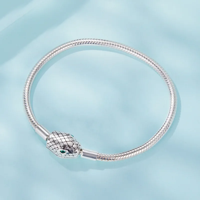 (zdjęcie do) Pandora Style-Inspired Bransoletka z kości węża ze srebra sterling z cyrkoniami - Wyświetl 3