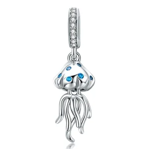 (zdjęcie do) Pandora Style 925 Srebro Próby 925 Pozłacane Białym Złotem Wisiorek Meduza - Niebieski Cyrkon Oczko Ocean Charm - SCC1297