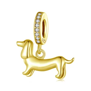 (zdjęcie do) Pandora Style 925 Srebro Próby Złocony Wisiorek Jamnik - Błyszczący Cekin Zirkonia Charm - SCC2561-B