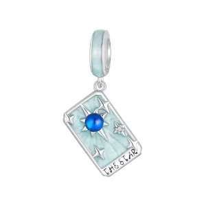 (zdjęcie do) Pandora Style 925 Srebro Próby 925 Pozłacane Białym Złotem Wisiorek Gwiazda Tarot - Emalia i Cyrkonia Niebiański Charm - SCC2864