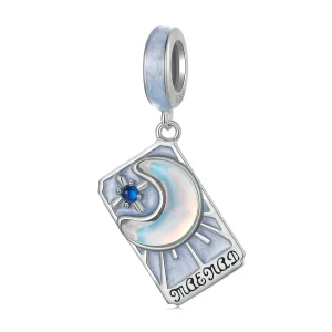 (zdjęcie do) Pandora Style 925 Srebro Próby 925 Pozłacane Białym Złotem Wisiorek z Wizerunkiem Wysokiej Kapłanki z Talii Tarota - Emaliowany i Żywiczny Amulet Mistyczny - SCC3054