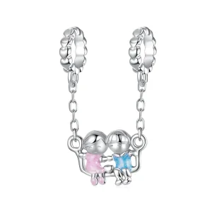 (zdjęcie do) Pandora Style 925 Srebro Próby 925 Pozłacane Rodzime Srebro Wisiorek Dziecięcych Zakochanych - Emaliowana Para Charm - SCC3091