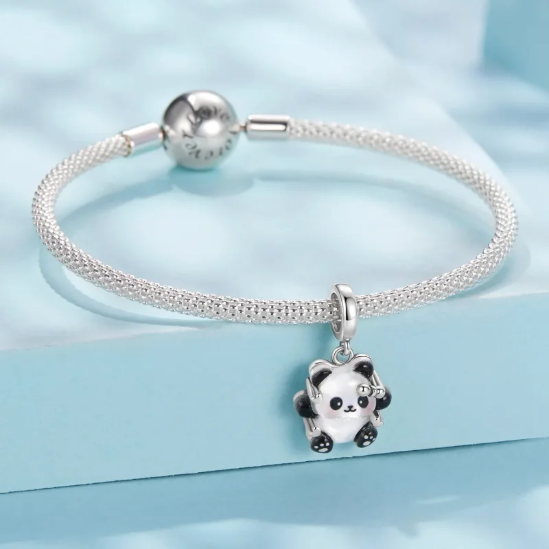 (zdjęcie do) Pandora Style 925 Srebrna Srebrna Oksydowana Panda Wisiorek - Żywiczny Uroczy Ni - Wyświetl 4