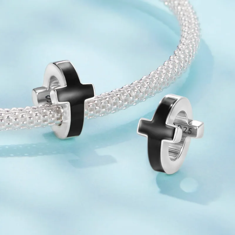 (zdjęcie do) Pandora Style 925 Srebro Próby 925 Utleniony Krzyż Koralik Rozdzielający - Emali - Wyświetl 4
