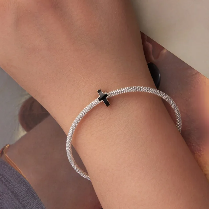 (zdjęcie do) Pandora Style 925 Srebro Próby 925 Utleniony Krzyż Koralik Rozdzielający - Emali - Wyświetl 6
