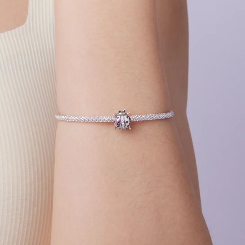 (zdjęcie do) Pandora Style 925 Srebro Próby Oxydowane Koralik Biedronka - Różowy Cyrkon - SCC - Wyświetl 7