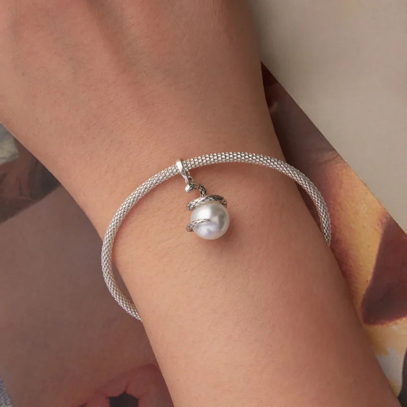 (zdjęcie do) Pandora Style 925 Srebro Srebrne Oksydowane Wisiorek Wąż - Cyrkonia i Perła Wężo - Wyświetl 5