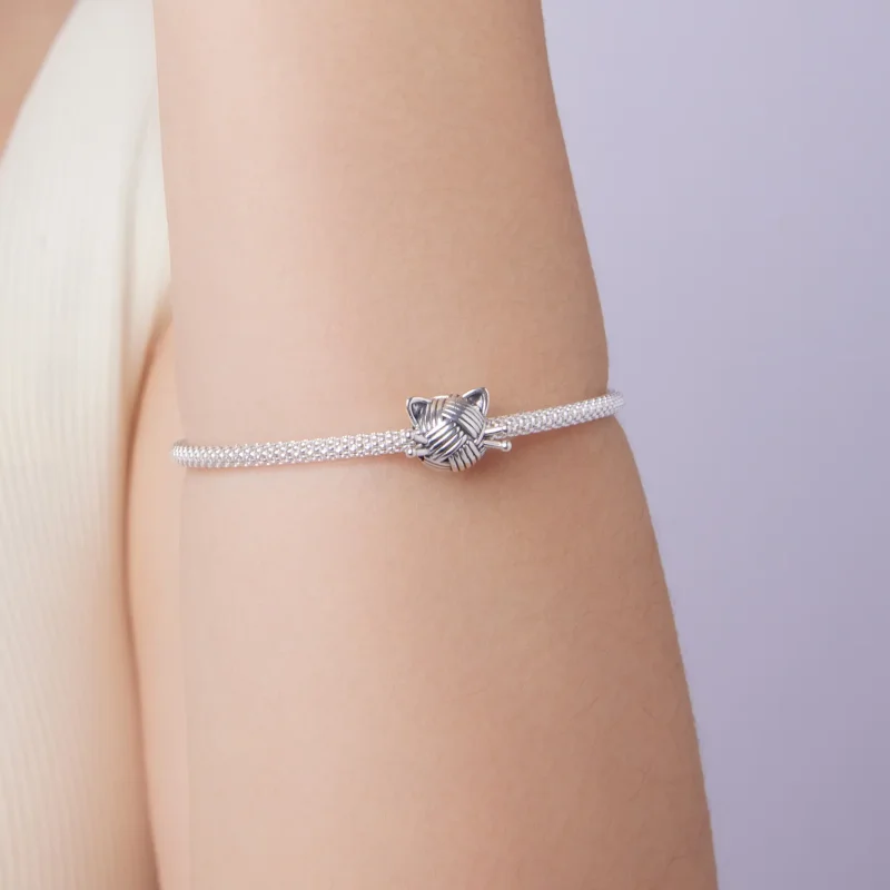 (zdjęcie do) Pandora Style 925 Srebro Próby 925 Utleniony Koralik Kot z Włóczką - Wisiorek Ko - Wyświetl 7