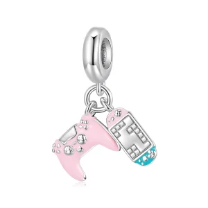 Pandora Style 925 Srebrna Zawieszka z Charmsem Gamingowym - Różowa Emaliowana Gamepad i Tetris Przenośny - SCC3098 (zdjęcie do) Pandora Style 925 Srebrna Zawieszka z Charmsem Gamingowym - Różowa Emaliowana Gamepad i Tetris Przenośny - SCC3098