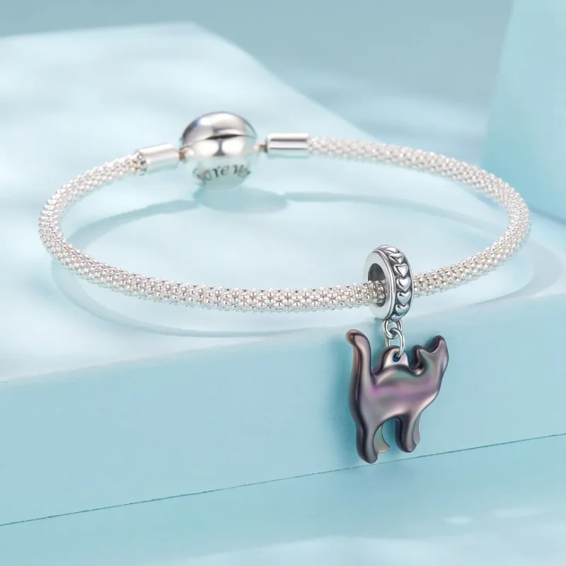 (zdjęcie do) Pandora Style 925 Srebrna Zawieszka z Kotem - Półksiężyc i Oksydowane Wykończeni - Wyświetl 3