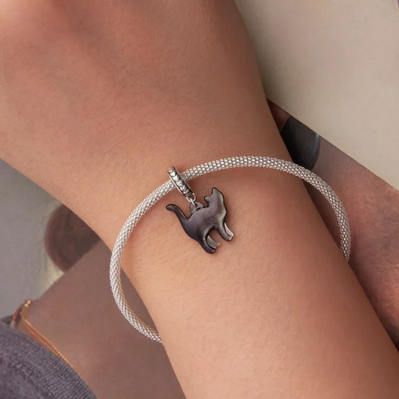 (zdjęcie do) Pandora Style 925 Srebrna Zawieszka z Kotem - Półksiężyc i Oksydowane Wykończeni - Wyświetl 5