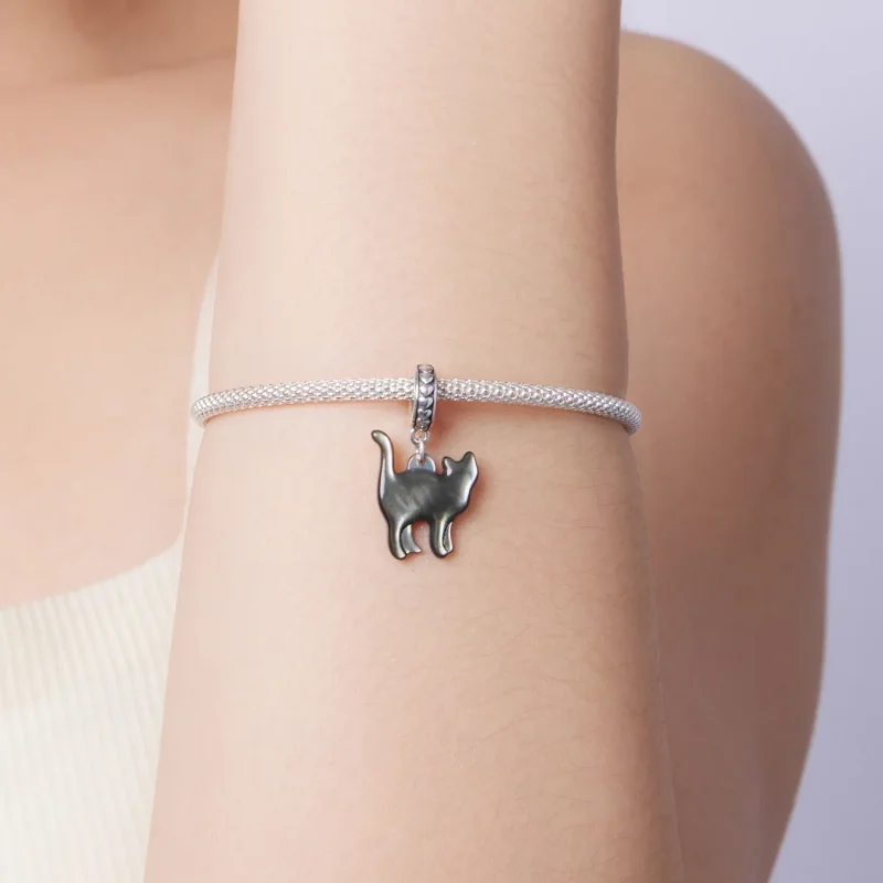 (zdjęcie do) Pandora Style 925 Srebrna Zawieszka z Kotem - Półksiężyc i Oksydowane Wykończeni - Wyświetl 6