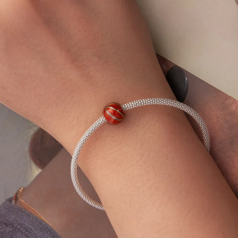 (zdjęcie do) Pandora Style 925 Srebrna Koralikowa Charmka do Koszykówki - Emalia i Efekt Utle - Wyświetl 6