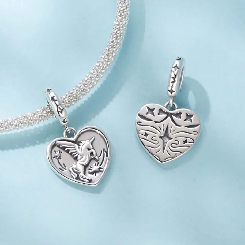 (zdjęcie do) Pandora Style 925 Srebrna Zawieszka z Jednorożcem - Utlenione Serce - SCC3104 - Wyświetl 4