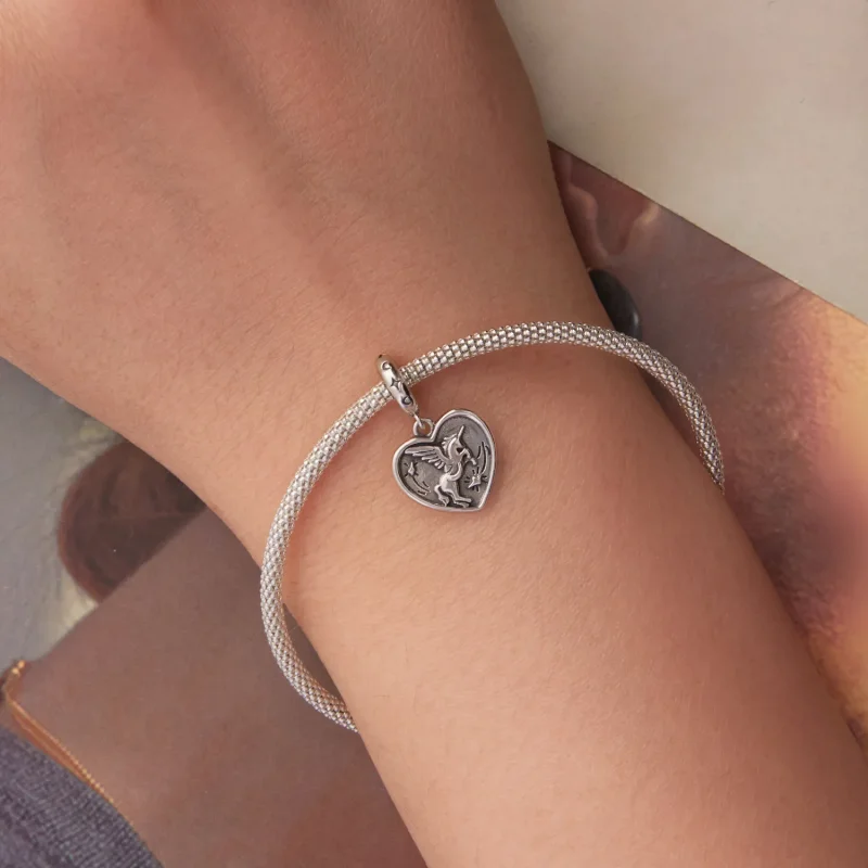 (zdjęcie do) Pandora Style 925 Srebrna Zawieszka z Jednorożcem - Utlenione Serce - SCC3104 - Wyświetl 5
