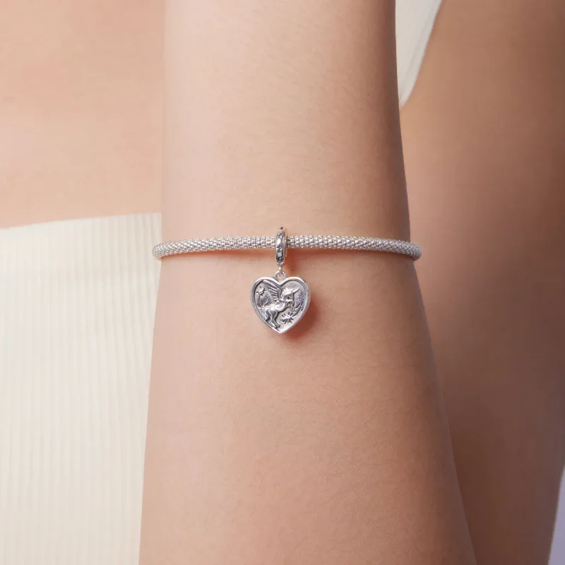(zdjęcie do) Pandora Style 925 Srebrna Zawieszka z Jednorożcem - Utlenione Serce - SCC3104 - Wyświetl 6