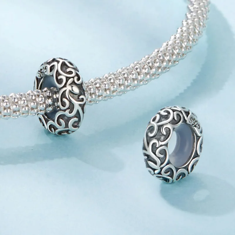 (zdjęcie do) Pandora Style 925 Srebro Próby 925 Oksydowany Wzór Winorośli Koralik Silikonowy - Wyświetl 4