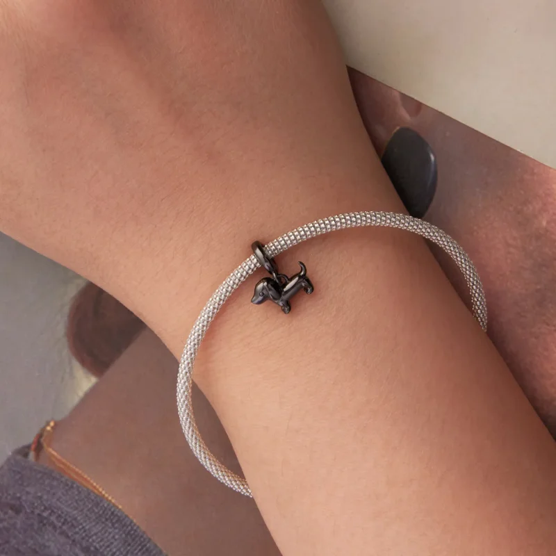 (zdjęcie do) Pandora Style 925 Srebro Próba Czernione Złoto Wisiorek z Jamnikiem - SCC3109 - Wyświetl 5