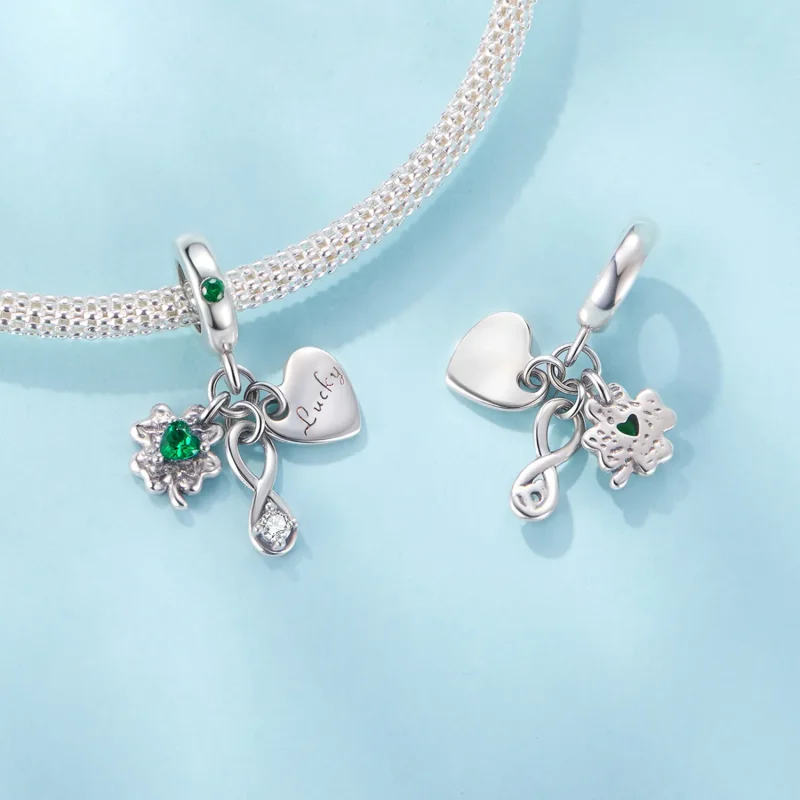 (zdjęcie do) Pandora Style 925 Srebro Próby Oxydowane Zawieszka Czterolistna Koniczyna z Cyrk - Wyświetl 4