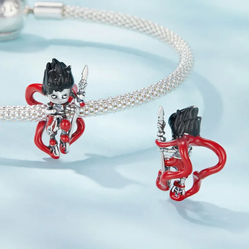 (zdjęcie do) Pandora Style 925 Srebro Próby 925 Utleniony Koralik Nezha z Emalią - SCC3116 - Wyświetl 4
