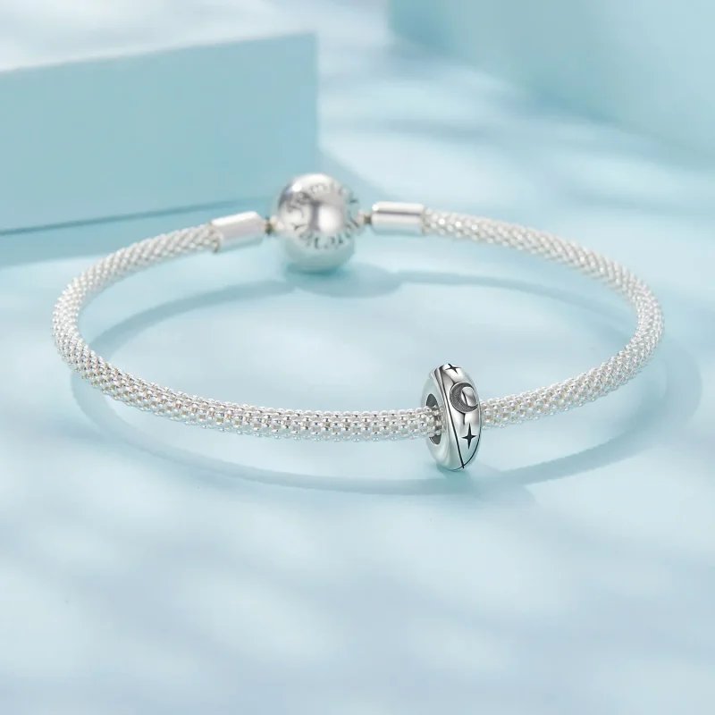 (zdjęcie do) Pandora Style 925 Srebro Starlingowe Utleniona Gwiazda i Księżyc Silikonowy Kora - Wyświetl 5