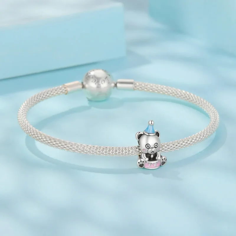 (zdjęcie do) Pandora Style 925 Srebro Stemplowane Utleniane Koralik Niedźwiedź z Tortem Urodz - Wyświetl 5