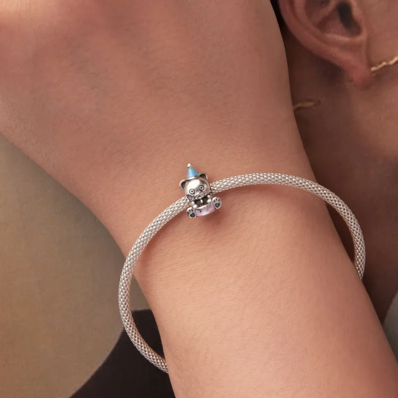 (zdjęcie do) Pandora Style 925 Srebro Stemplowane Utleniane Koralik Niedźwiedź z Tortem Urodz - Wyświetl 6
