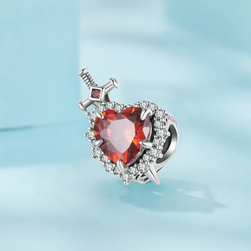 (zdjęcie do) Pandora Style 925 Srebro Próby 925 Utleniony Koralik Serce Miecz z Cyrkoniami - - Wyświetl 2