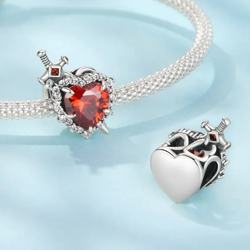 (zdjęcie do) Pandora Style 925 Srebro Próby 925 Utleniony Koralik Serce Miecz z Cyrkoniami - - Wyświetl 4