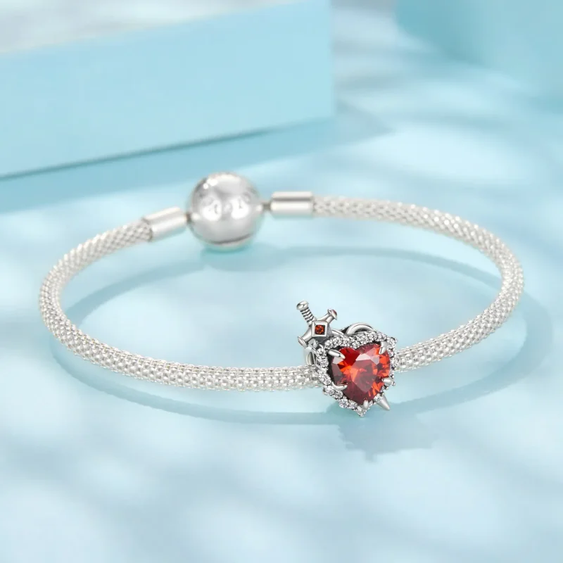 (zdjęcie do) Pandora Style 925 Srebro Próby 925 Utleniony Koralik Serce Miecz z Cyrkoniami - - Wyświetl 5