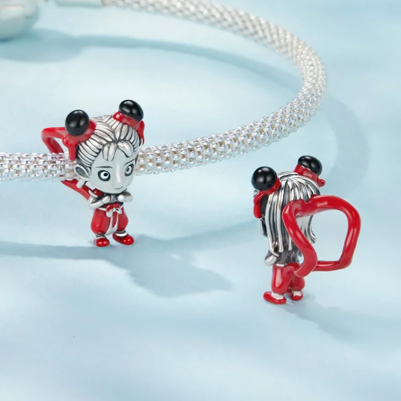 (zdjęcie do) Pandora Style 925 Srebro Próby Oksydowany Koralik Nezha - Emaliowany Amulet Mity - Wyświetl 4