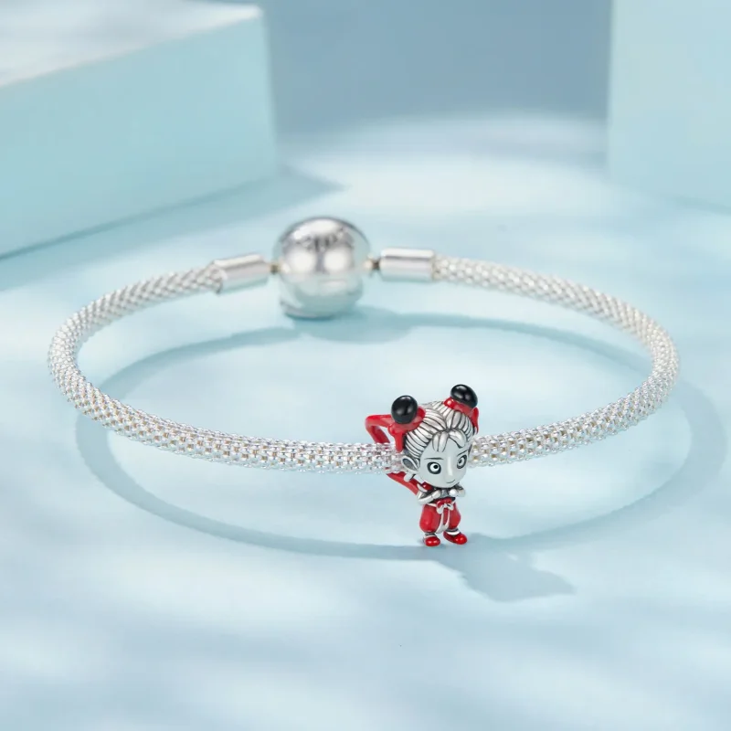 (zdjęcie do) Pandora Style 925 Srebro Próby Oksydowany Koralik Nezha - Emaliowany Amulet Mity - Wyświetl 5