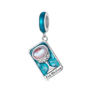 (zdjęcie do) Pandora Style 925 Srebro Próbowane Pozłacane Białym Złotem Wisiorek Tarot Kielich - Emalia i Kamień Księżycowy Mistyczny Amulet - SCC3141