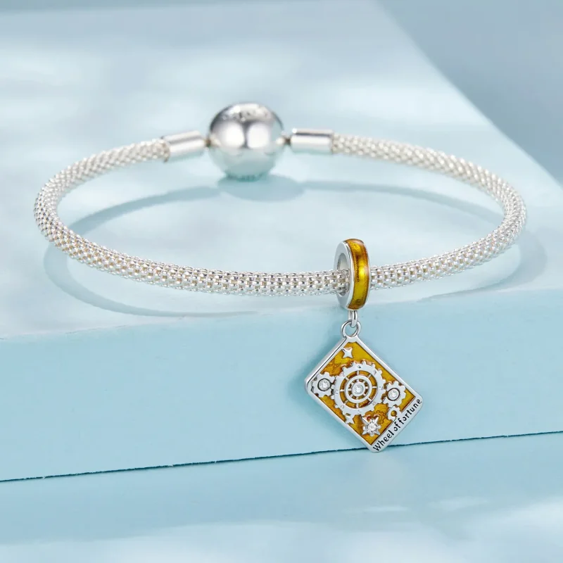 (zdjęcie do) Pandora Style 925 Srebro Próba Platerowane Białym Złotem Wisiorek Koło Fortuny T - Wyświetl 3