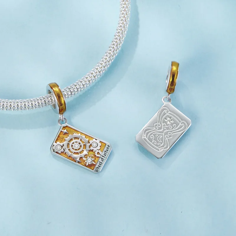 (zdjęcie do) Pandora Style 925 Srebro Próba Platerowane Białym Złotem Wisiorek Koło Fortuny T - Wyświetl 4