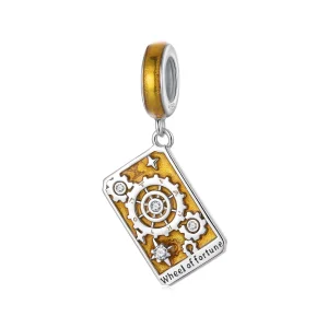 (zdjęcie do) Pandora Style 925 Srebro Próba Platerowane Białym Złotem Wisiorek Koło Fortuny Tarot - Emalia & Cyrkonia Charm Przeznaczenia - SCC3142