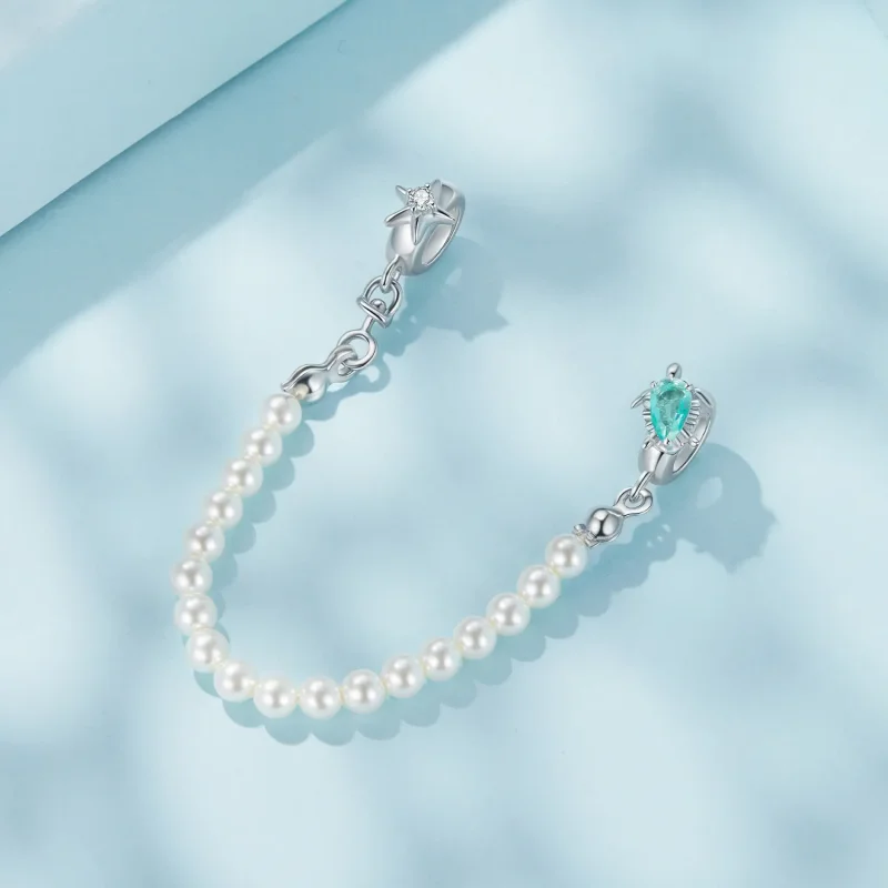 (zdjęcie do) Pandora Style-Inspired Srebrna Łańcuszek Zabezpieczający z Żółwiem, Rozgwiazdą i - Wyświetl 2