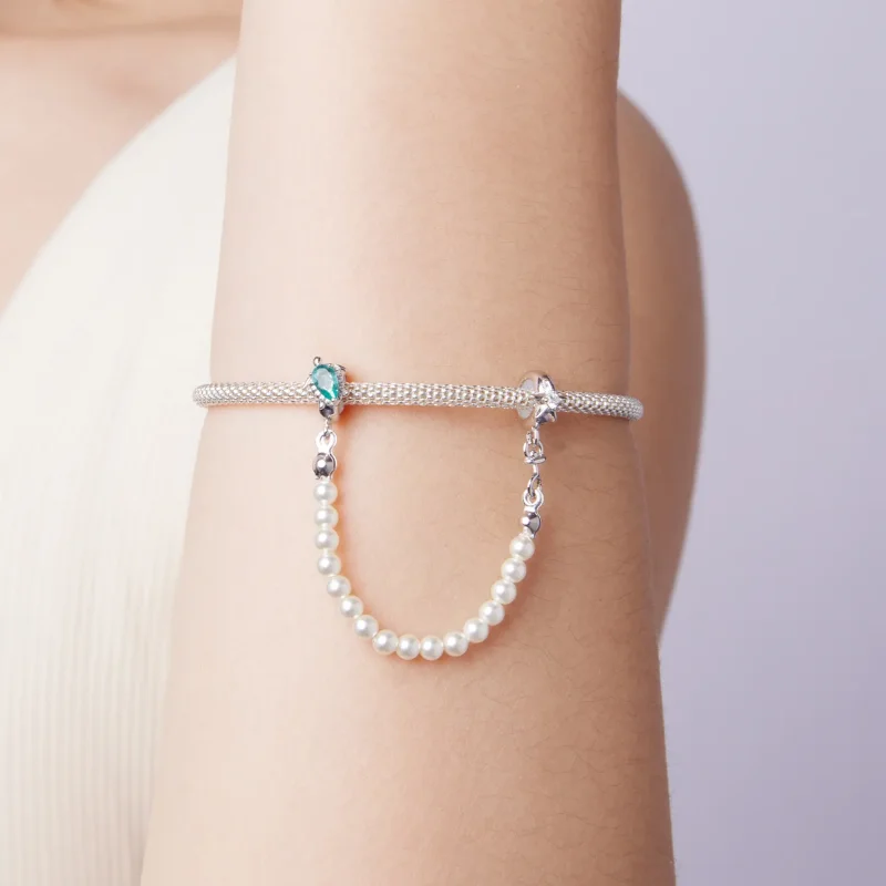 (zdjęcie do) Pandora Style-Inspired Srebrna Łańcuszek Zabezpieczający z Żółwiem, Rozgwiazdą i - Wyświetl 6