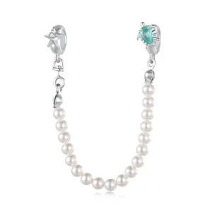(zdjęcie do) Pandora Style-Inspired Srebrna Łańcuszek Zabezpieczający z Żółwiem, Rozgwiazdą i Perłą - SCC3155