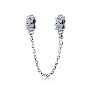 (zdjęcie do) Pandora Style Purpurowy Kwiat Łańcuszek Zabezpieczający ze Srebra Próby 925 z Cyrkoniami - SCC602