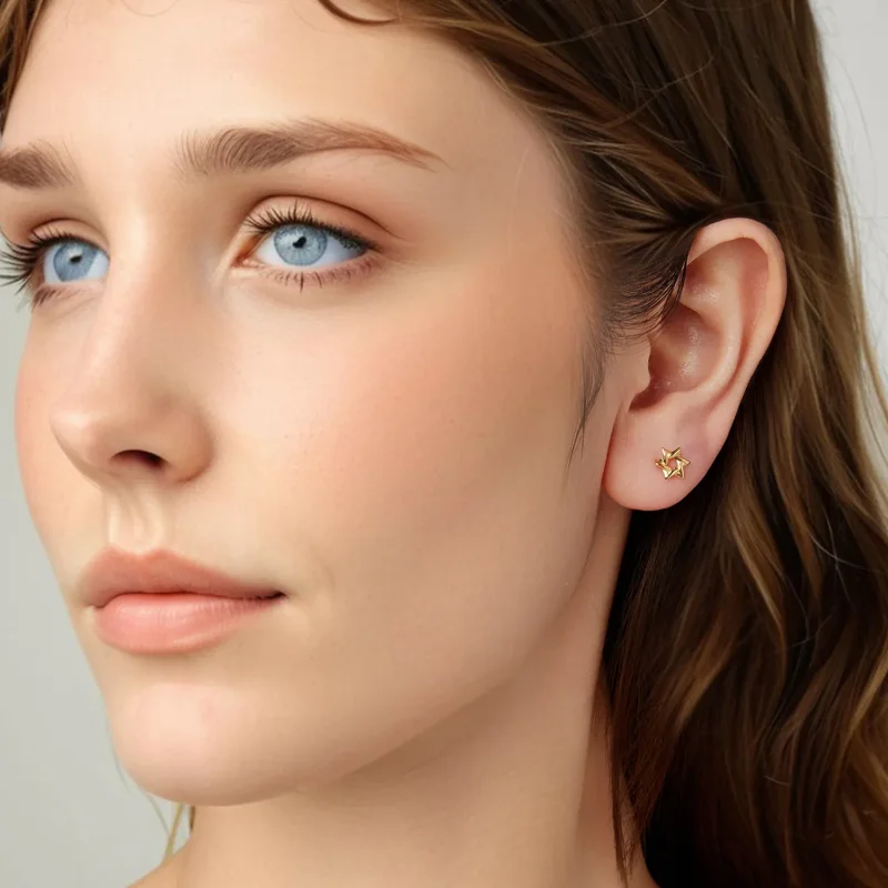 (zdjęcie do) Pandora Style 925 Srebro Próby Sterling Złocone Kolczyki z Heksagramem - SCE1809 - Wyświetl 7