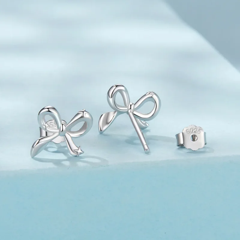 (zdjęcie do) Pandora Style 925 Srebro Próbowane Z Białego Złota Kolczyki z Kokardą - Eleganck - Wyświetl 2
