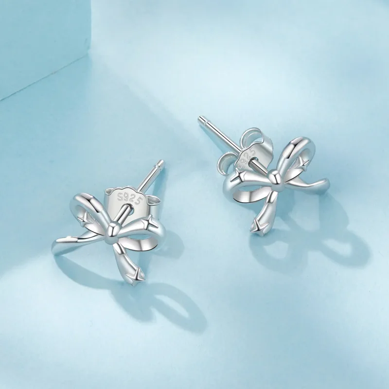 (zdjęcie do) Pandora Style 925 Srebro Próbowane Z Białego Złota Kolczyki z Kokardą - Eleganck - Wyświetl 9