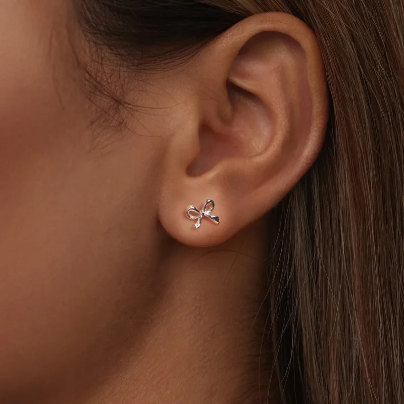 (zdjęcie do) Pandora Style 925 Srebro Próbowane Z Białego Złota Kolczyki z Kokardą - Eleganck - Wyświetl 12
