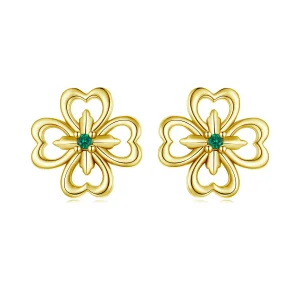 (zdjęcie do) Pandora Style 925 Srebrne Kolczyki z Koniczyną - Złocone Cyrkonie - SCE1867-B